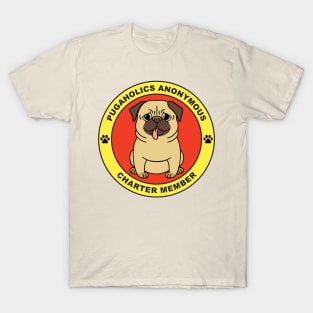 Pugaholics Anonymous Charter Member Pug Dog Lover (Tan) T-Shirt